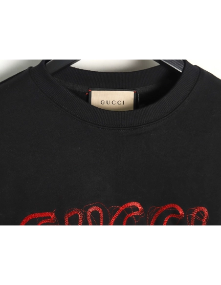 Gucci embroidered Double G letter logo crew neck sweatshirt TSK1,Gucci
