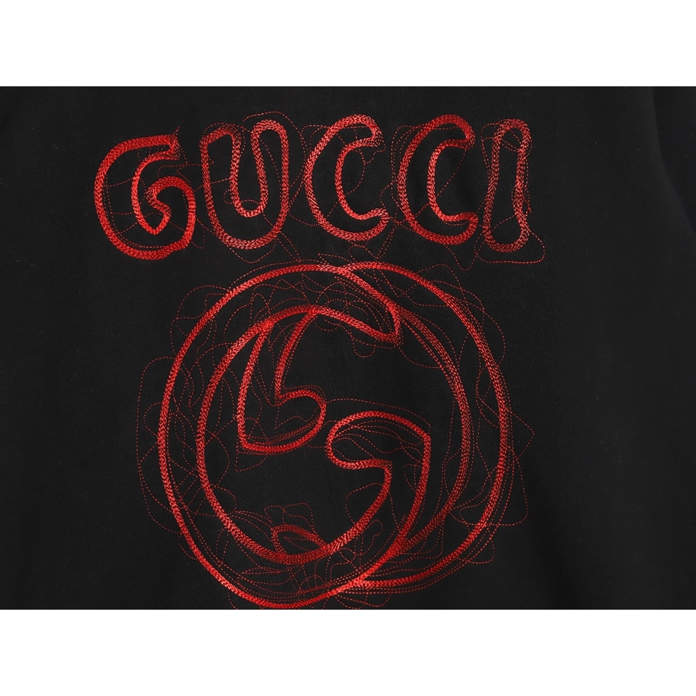 Gucci embroidered Double G letter logo crew neck sweatshirt TSK1,Gucci