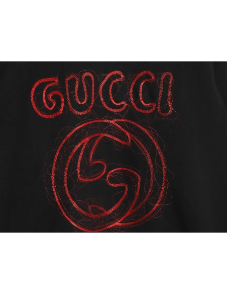 Gucci embroidered Double G letter logo crew neck sweatshirt TSK1,Gucci