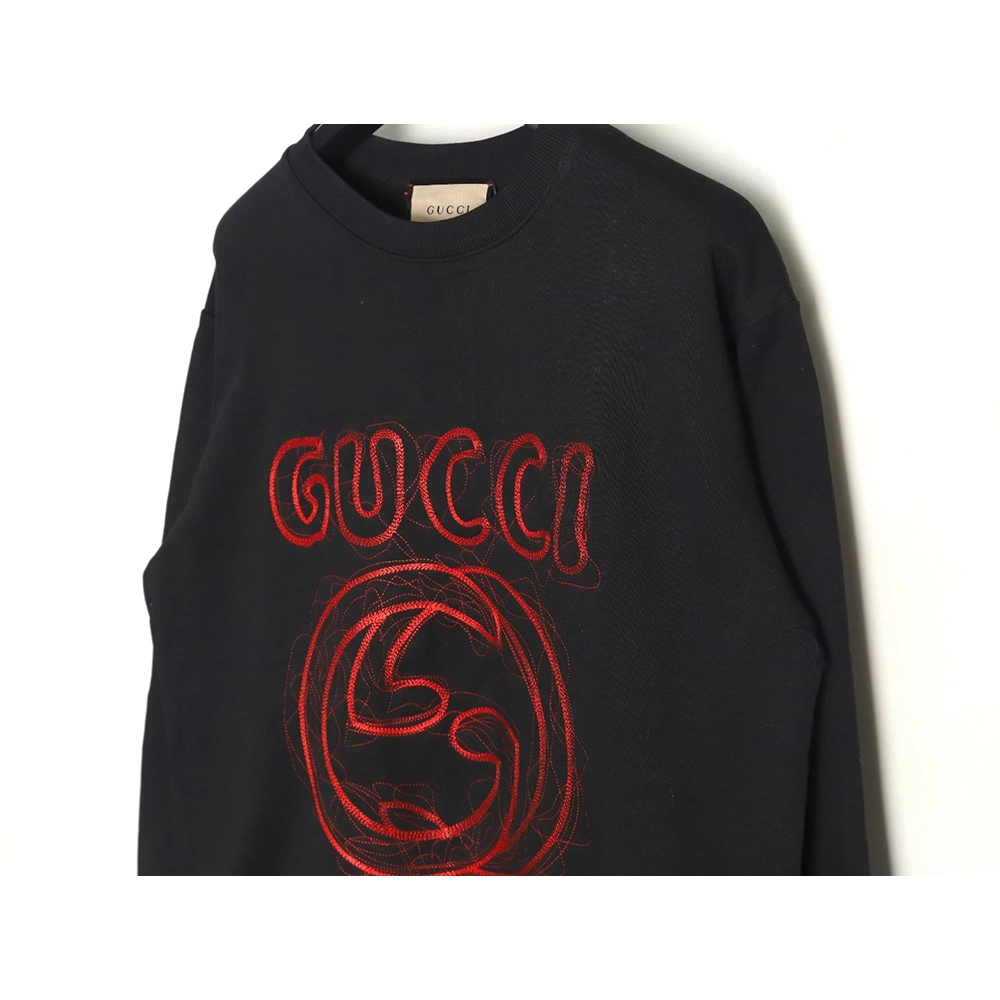 Gucci embroidered Double G letter logo crew neck sweatshirt TSK1,Gucci