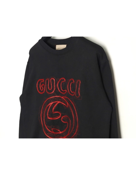 Gucci embroidered Double G letter logo crew neck sweatshirt TSK1,Gucci