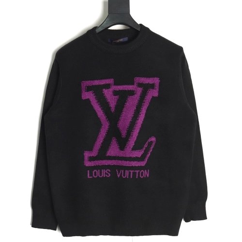 Louis Vuitton flocked logo crewneck sweater TSK1,Louis Vuitton