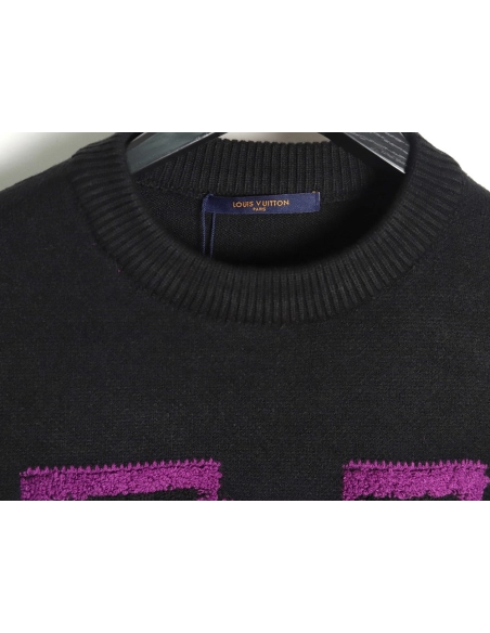 Louis Vuitton flocked logo crewneck sweater TSK1,Louis Vuitton