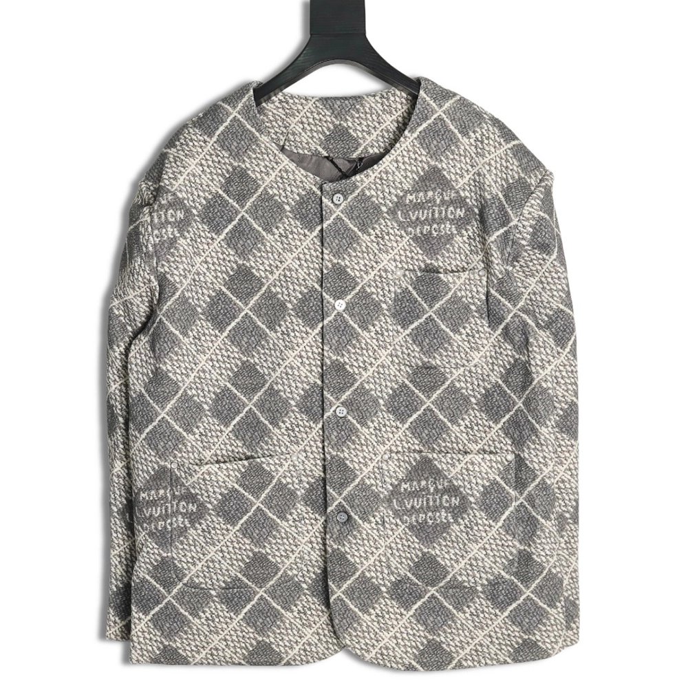 Louis Vuitton rhombus collarless jacket,Louis Vuitton