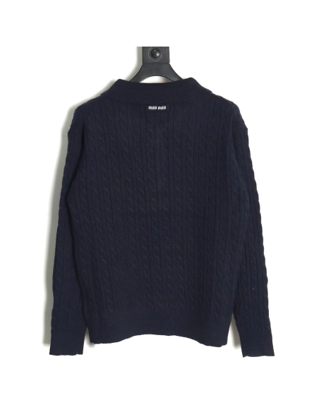 Miu Miu cable cashmere POLO collar sweater,Miu Miu
