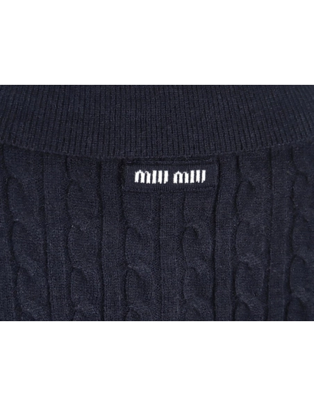 Miu Miu cable cashmere POLO collar sweater,Miu Miu