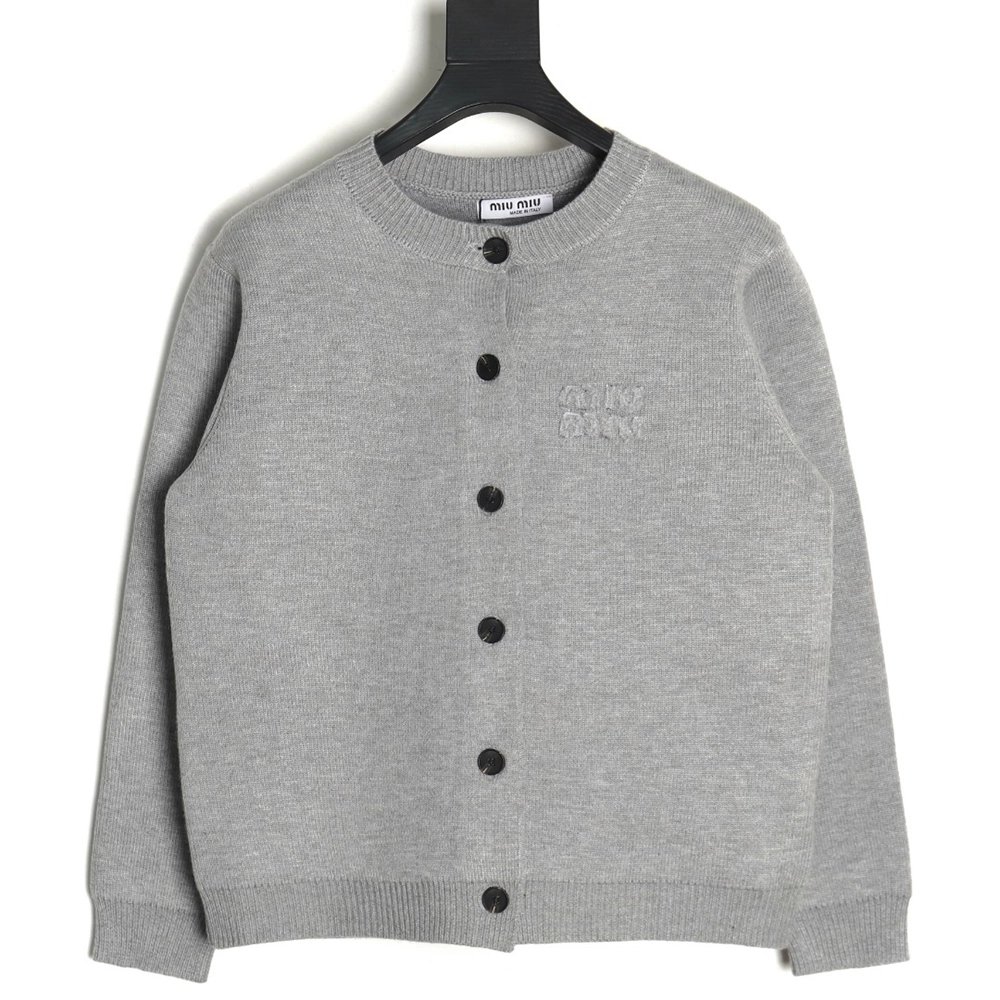 Miu Miu Minimalist Lettering Cardigan Sweater,Miu Miu Sweatshirt,Sweatshirt,,Low Price High quality,Free Shipping to France