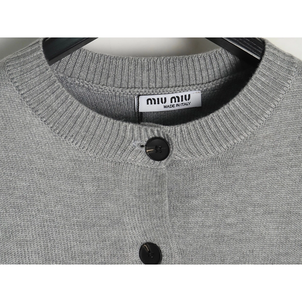 Miu Miu Minimalist Lettering Cardigan Sweater,Miu Miu Sweatshirt,Sweatshirt,,Low Price High quality,Free Shipping to France