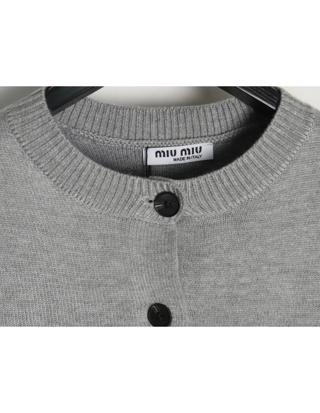 Miu Miu Minimalist Lettering Cardigan Sweater,Miu Miu Sweatshirt,Sweatshirt,,Low Price High quality,Free Shipping to France
