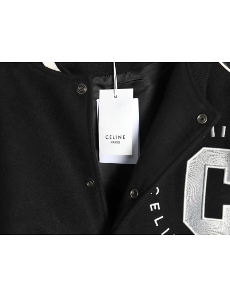 Celine patchwork embroidered baseball jacket,Celine Jacket,Jacket,APPAREL
