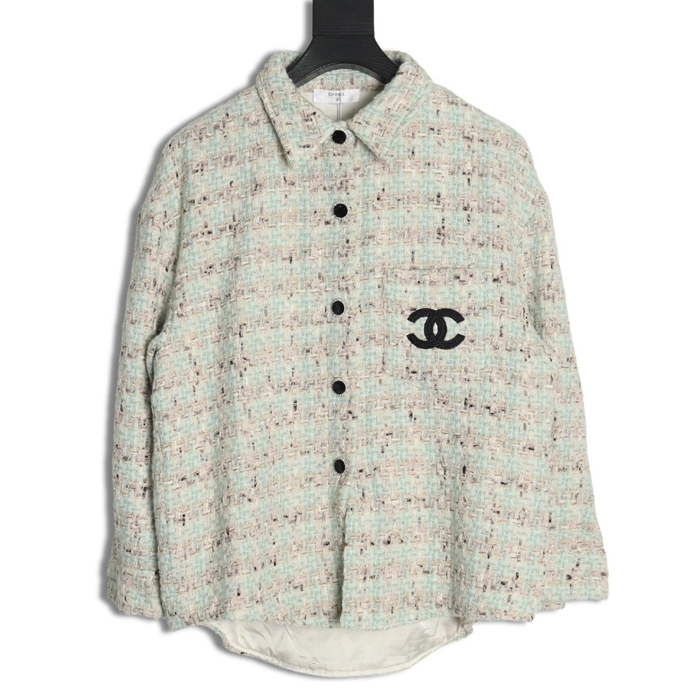 Chanel Haute Couture Silver Woven Check Shirt Jacket,Chanel Jacket,Jacket,APPAREL