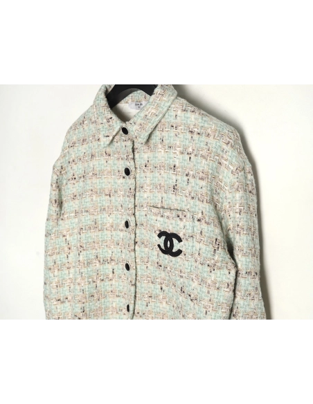 Chanel Haute Couture Silver Woven Check Shirt Jacket,Chanel Jacket,Jacket,APPAREL