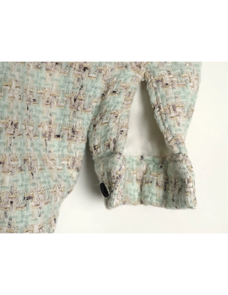 Chanel Haute Couture Silver Woven Check Shirt Jacket,Chanel Jacket,Jacket,APPAREL