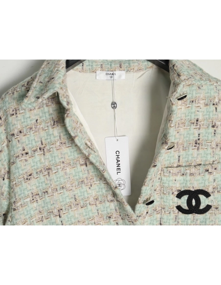 Chanel Haute Couture Silver Woven Check Shirt Jacket,Chanel Jacket,Jacket,APPAREL
