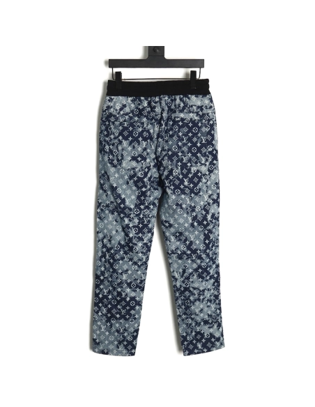 Louis Vuitton printed denim patchwork large pocket trousers,Louis Vuitton Jeans,CASUAL PANTS,APPAREL