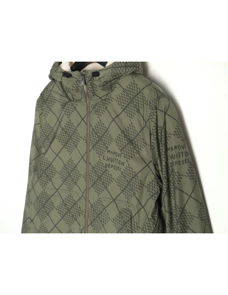 Louis Vuitton Checkerboard Nylon Reversible Sherpa Jacket,Louis Vuitton Jacket,Jacket,APPAREL