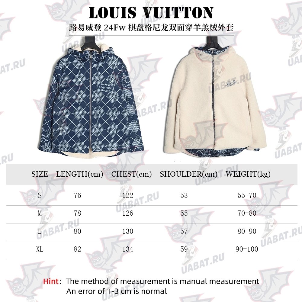 Louis Vuitton Checkerboard Nylon Reversible Sherpa Jacket,Louis Vuitton Jacket,Jacket,APPAREL