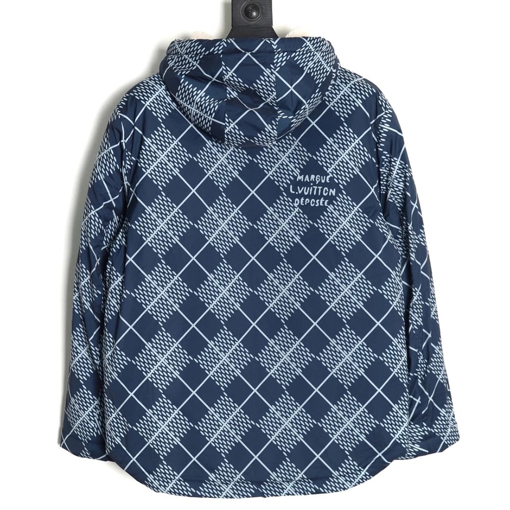 Louis Vuitton Checkerboard Nylon Reversible Sherpa Jacket,Louis Vuitton Jacket,Jacket,APPAREL