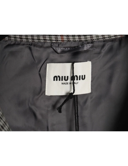 Miu Miu fine plaid stand collar zipper jacket,Miu Miu Jacket,Jacket,APPAREL