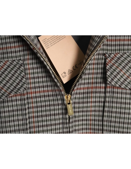 Miu Miu fine plaid stand collar zipper jacket,Miu Miu Jacket,Jacket,APPAREL