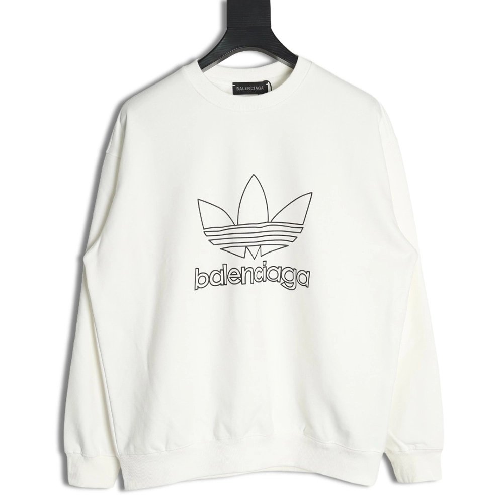 Balenciaga x Adidas Trefoil print crew neck sweatshirt,Balenciaga Sweatshirt,Sweatshirt,APPAREL