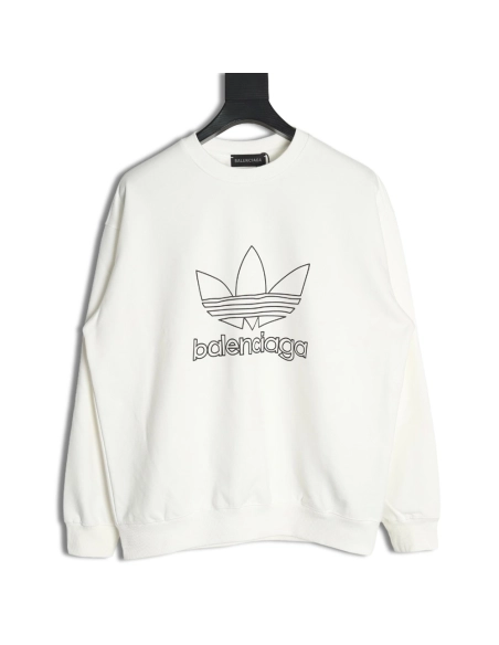 Balenciaga x Adidas Trefoil print crew neck sweatshirt,Balenciaga Sweatshirt,Sweatshirt,APPAREL