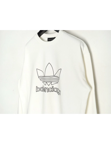 Balenciaga x Adidas Trefoil print crew neck sweatshirt,Balenciaga Sweatshirt,Sweatshirt,APPAREL