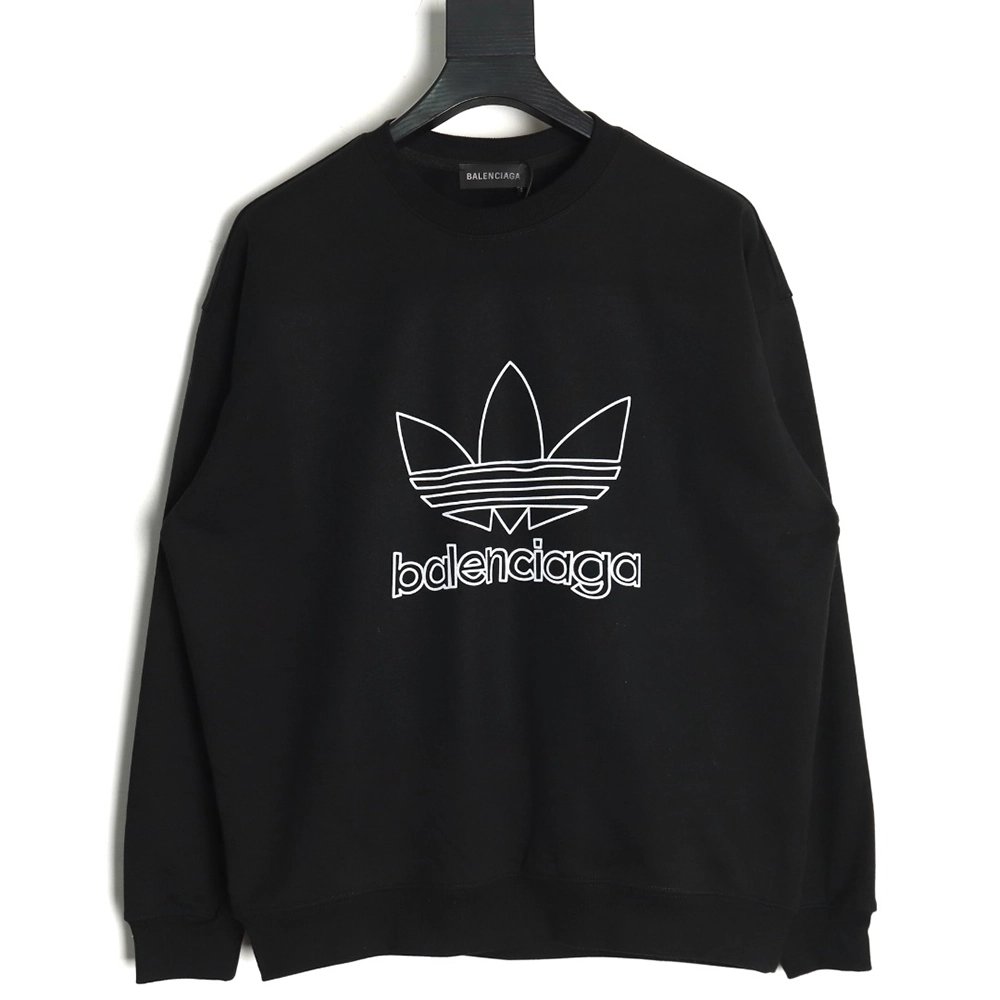 Balenciaga x Adidas Trefoil print crew neck sweatshirt,Balenciaga Sweatshirt,Sweatshirt,APPAREL