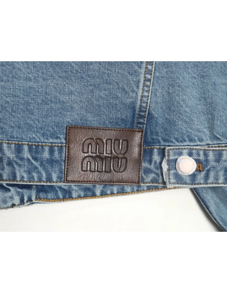 Miu Miu appliqu¨¦ denim jacket,Miu Miu Jacket,Jacket,APPAREL