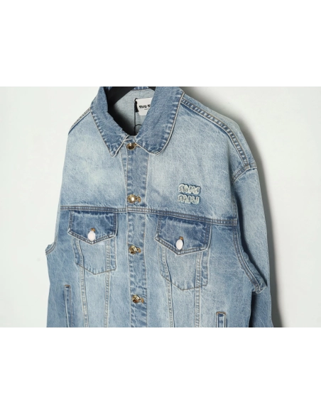 Miu Miu appliqu¨¦ denim jacket,Miu Miu Jacket,Jacket,APPAREL