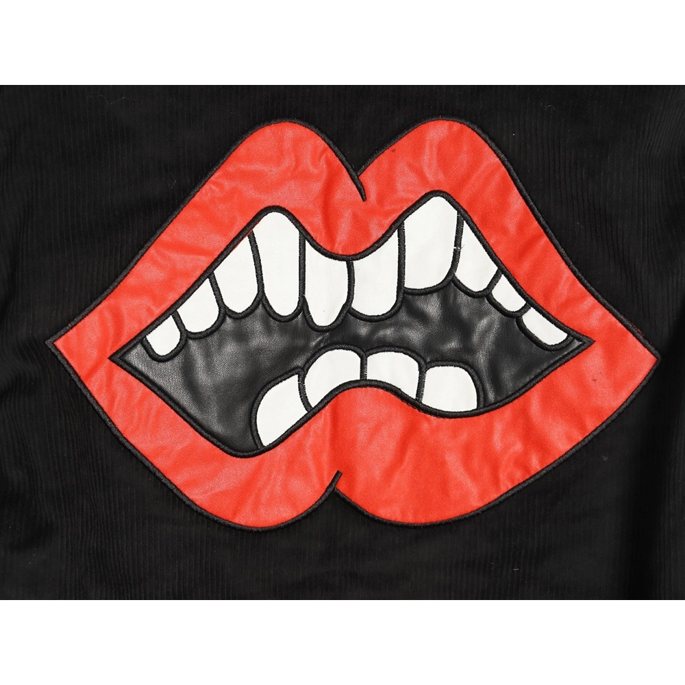 Chrome Hearts Embroidered Lips Baseball Jersey,Chrome Hearts Jacket,Jacket,APPAREL