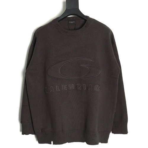 Balenciaga embossed threedimensional lettering hole knit sweater,Balenciaga Sweatshirt,Sweatshirt,APPAREL