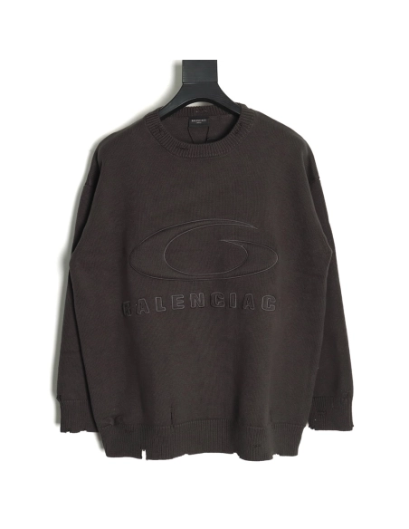 Balenciaga embossed threedimensional lettering hole knit sweater,Balenciaga Sweatshirt,Sweatshirt,APPAREL