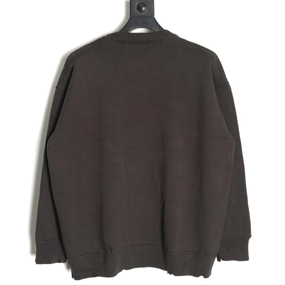 Balenciaga embossed threedimensional lettering hole knit sweater,Balenciaga Sweatshirt,Sweatshirt,APPAREL