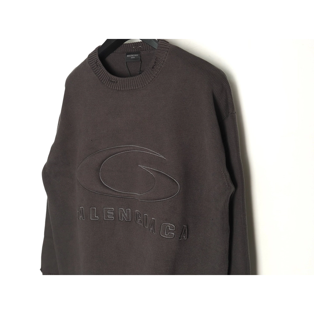 Balenciaga embossed threedimensional lettering hole knit sweater,Balenciaga Sweatshirt,Sweatshirt,APPAREL