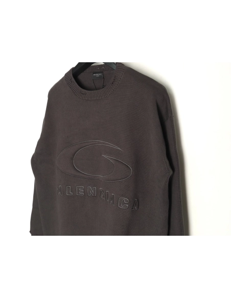 Balenciaga embossed threedimensional lettering hole knit sweater,Balenciaga Sweatshirt,Sweatshirt,APPAREL