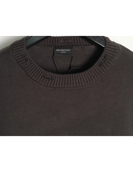 Balenciaga embossed threedimensional lettering hole knit sweater,Balenciaga Sweatshirt,Sweatshirt,APPAREL