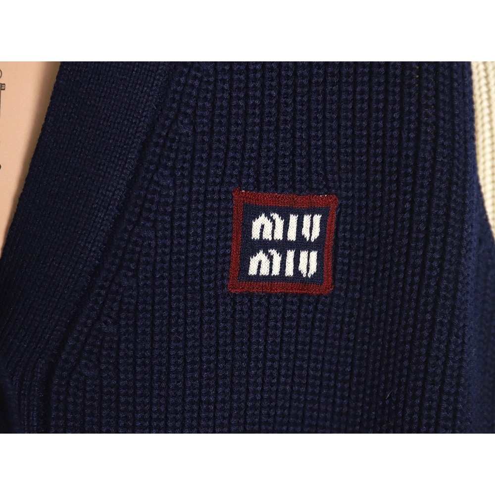 Miu Miu wool cashmere blend white and blue contrast color cardigan,Miu Miu