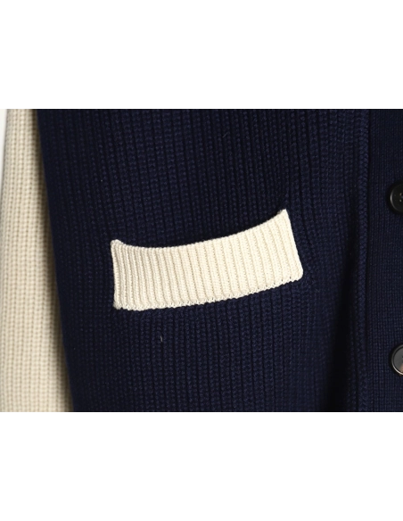 Miu Miu wool cashmere blend white and blue contrast color cardigan,Miu Miu