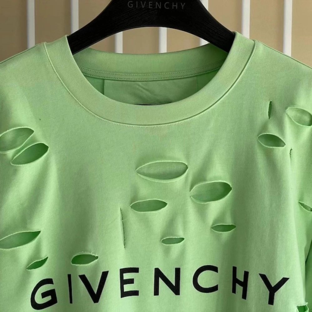 Givenchy Destroyed Layered Oversized T shirt Green,Givenchy T Shirt,Tshirt,Low price high quality.