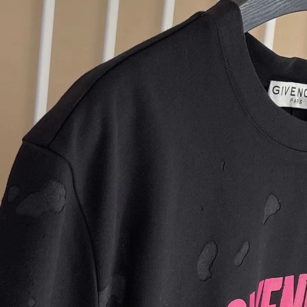 Givenchy Paris Distressed Oversized T Shirt Black Red,Givenchy T Shirt,Tshirt,Low price high quality.