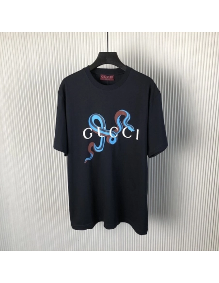 Gucci Printed medium cotton jersey T-shirt Navy,Gucci T Shirt,Tshirt,Low price high quality.