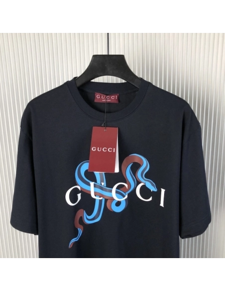 Gucci Printed medium cotton jersey T-shirt Navy,Gucci T Shirt,Tshirt,Low price high quality.