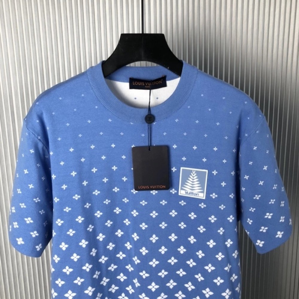 Louis Vuitton Knitted Cotton T-Shirt 1AGJUG,Louis Vuitton T Shirt,Tshirt,Low price high quality.