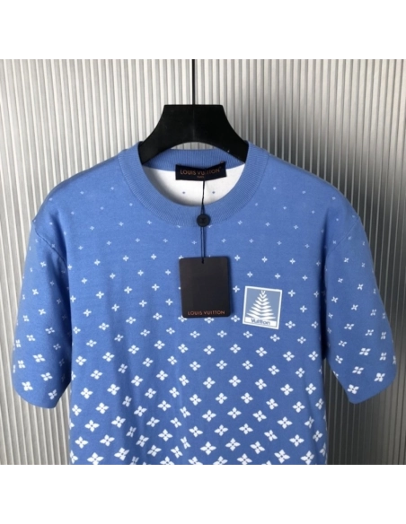 Louis Vuitton Knitted Cotton T-Shirt 1AGJUG,Louis Vuitton T Shirt,Tshirt,Low price high quality.