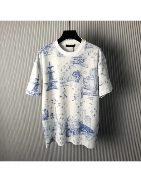 Louis Vuitton Printed Cotton Pique T-Shirt 1AGJYZ,Louis Vuitton T Shirt,Tshirt,Low price high quality.