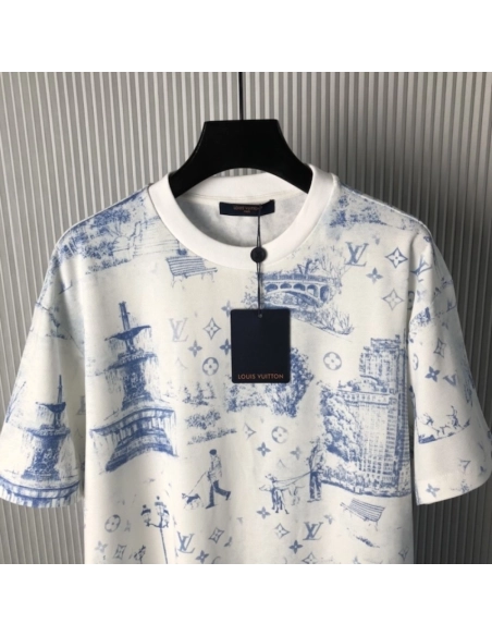 Louis Vuitton Printed Cotton Pique T-Shirt 1AGJYZ,Louis Vuitton T Shirt,Tshirt,Low price high quality.