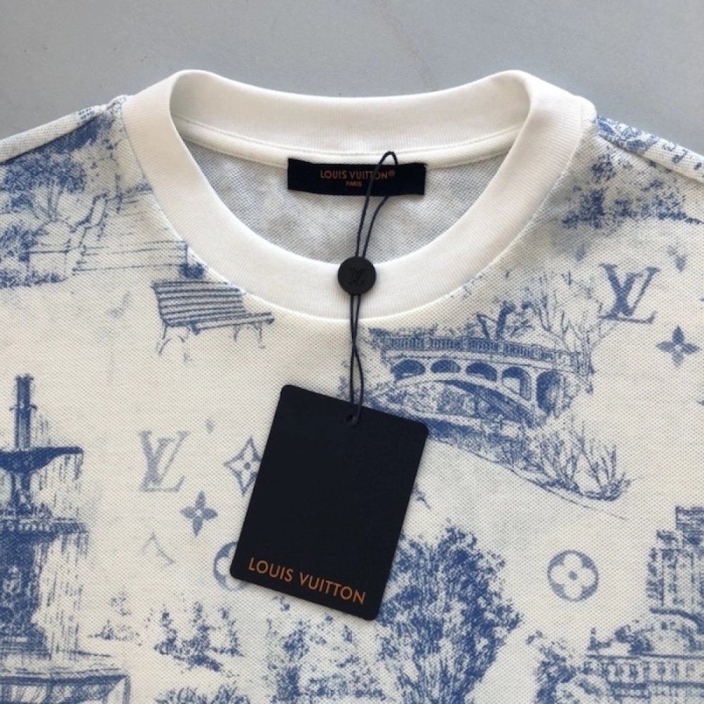 Louis Vuitton Printed Cotton Pique T-Shirt 1AGJYZ,Louis Vuitton T Shirt,Tshirt,Low price high quality.
