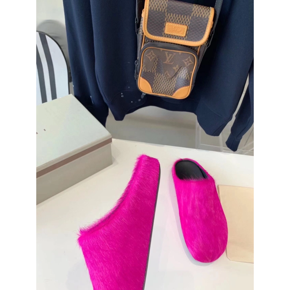 MARNI FUCHSIA Pink Fussbett Sabot Loafers Slide,Marni Slide,Men Sneakers