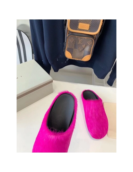 MARNI FUCHSIA Pink Fussbett Sabot Loafers Slide,Marni Slide,Men Sneakers